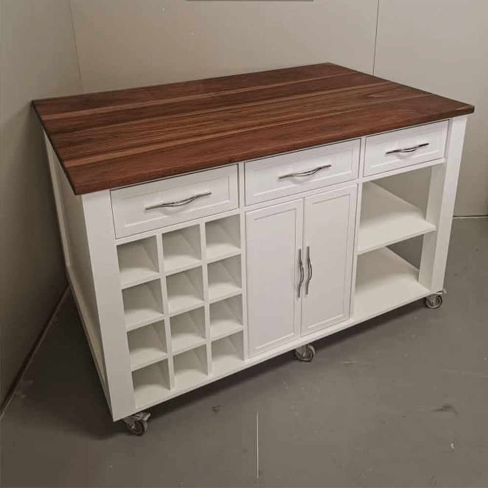 Kitchen Island on Wheels with Solid Kiaat Top
